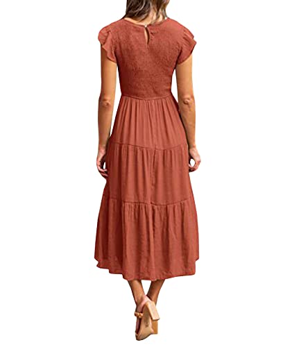 Image of Sexyshine Women's Square Neck Halter Lace Up Criss Cross Maxi Dress Tie Back Sleeveless Smocked Ruched A Line Dress