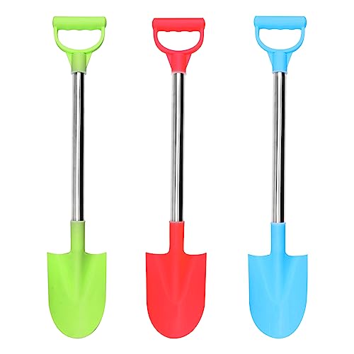 3 palas de playa para niños, de 52 cm, de plástico ABS, para la playa, para niños, niñas, arena, nieve, patio trasero (rojo, azul y verde)
