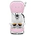 Smeg Manual Espresso Machine with Steam Wand, 15 Bars of Pressure, Stainless Steel Porta Filter, Passive Cup Warmer, User Friendly Controls, and Measuring Scoop Tamper Made in Italy (Pink)
