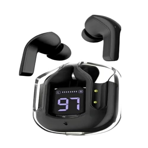 Image of True Wireless Headphone ANC Ultra Pod Max Bluetooth 5.3 TWS Earbuds Transparent Design,Fast Charging Digital Display Charging Case (Black)