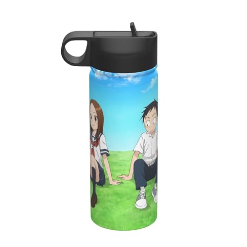からかい上手の高木さん 水筒 真空断熱ケータイマグ 500ml-600ml ステンレスボトル 車用 直飲み 保温 保冷 フタ付きコーヒーカップ アウトドア 車のネイブに最適 スポーツタイプ ステンレスクールボトル 軽量 隔? 水筒 男の子 女の子