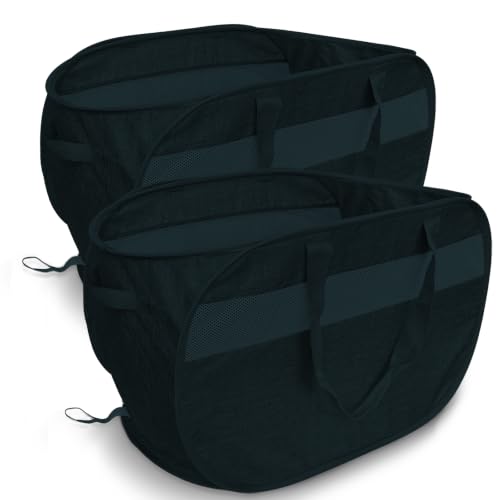 Image of Extra Large Collapsible Laundry Baskets 2 Pack, Black. 2H