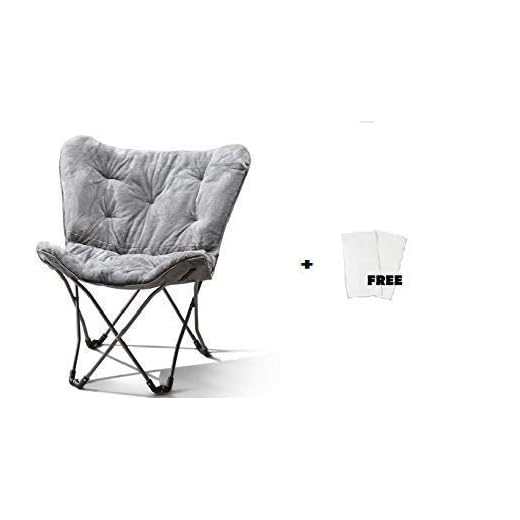 Mainstay Butterfly Chair, Grey Faux Fur + Free Clean Handi Cloth