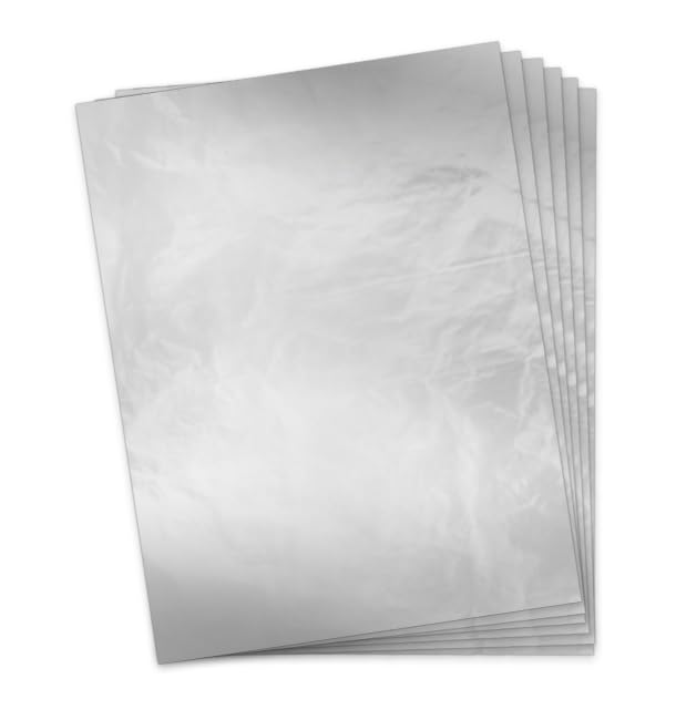 Monouso | 500 Hojas de Papel Antigrasa, 31x41cm, Color Metalizado, Envueltas Antigrasa con Doble Capa, Aluminio, Papel para Hamburguesas, Bocadillos, Snacks, Fritos, Barbacoas, Picnic