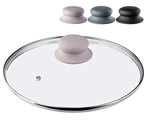 KADAX Glass Lid with Silicone Handle, Heat Resistant Lid for Pots and Saucepans Durable Lid with Steam Vent
