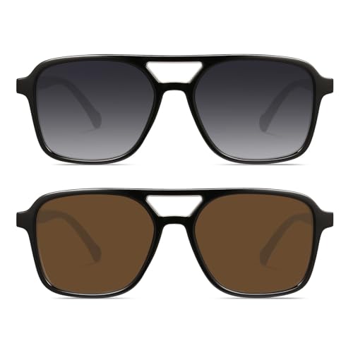 Image of GRFISIA Retro Aviator Sunglasses for Women Men Trendy Rectangle Womens Mens Sun Glasses Shades for Driving Vacation UV400