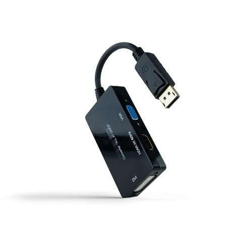 Convertisseur DP vers HDMI DVI VGA 3 en 1 pour affichage haute définition