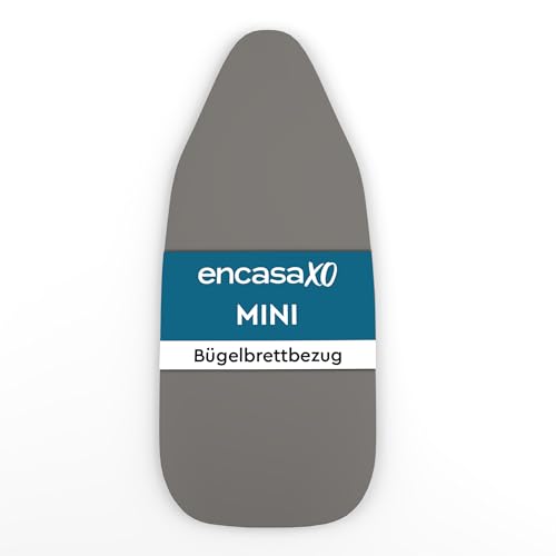 Encasa XO Mini-Bügelbrettbezug mit extra Dicker Unterlage, Unifarben, Gummizug, (Passt zu Standard Mini Boards von 72x30 cm) Hitzereflektierend - Grau
