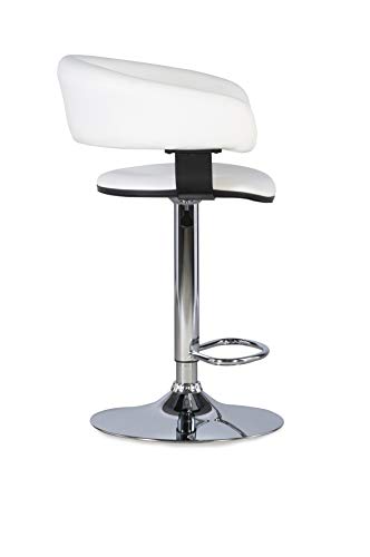 Powell White Faux Leather Barrel & Chrome Adjustable Height Barstool #TOP3