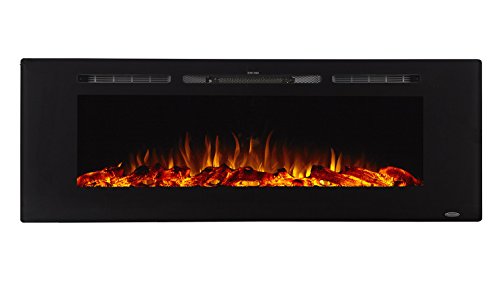 Touchstone 80011 - The Sideline Electric Fireplace - 60 Inch Wide - In Wall Recessed - 5 Flame Settings - Realistic 3 Color Flame - 1500/750 Watt Heater - (Black) - Log & Crystal Hearth Options #TOP4