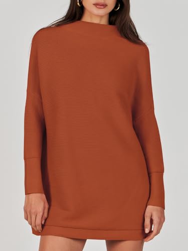 Anrabess Women Oversized Casual Loose Turtleneck Long Sleeve Slouchy Baggy Knit Tunic Sweaters Pullover 2024 Fall Outfits Rust X-Large thumb #1