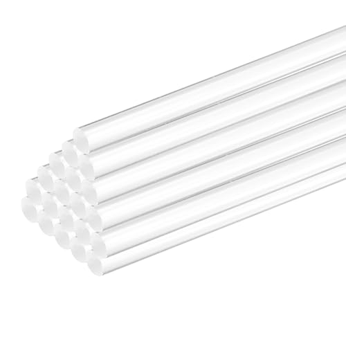 MECCANIXITY 30 Pcs Acrylic Round Rods 1/4" x 12" Clear Acrylic Dowel Rods Sticks Plastic Sticks Strip for Model Making DIY Crafts Lighting Gardening Decorations - 6mm x 300mm