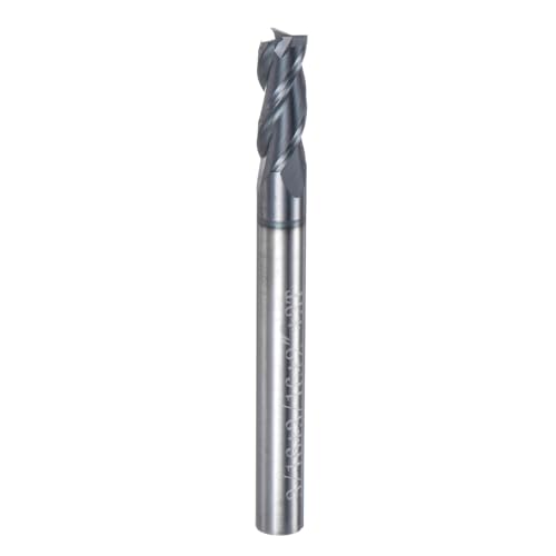 Image of uxcell Carbide Square End Mill, 3 /16 inch Diameter TiAlN Coated 3 Flutes Milling Bit Cutter, for Hardened Steel Stainless Steel Alloy Metal, 3 /16 inch Shank 9 /16 inch Cut Length 2 inch Long HRC55