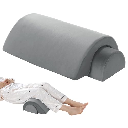 Lumisnug Halbmond-Knierolle Lagerungsrolle 2-in-1 Halbrunde Lagerungsrolle für Beine Knie & Rücken Beinkissen & Nackenrolle mit Memory Foam Waschbarer Bezug Grau