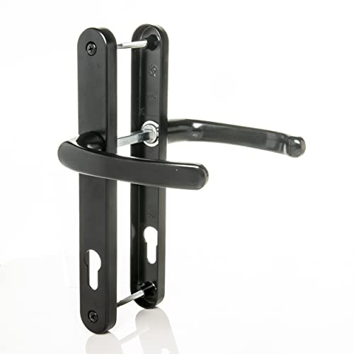 UPVC Door Handles Set, Black, Lever/Lever, 92mm PZ (Centres), 215mm Screw to Screw, Backplate 245mm X 32mm, UPVC Door Handle