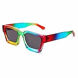 VANLINKER Rainbow Thick Square Sunglasses for Men Women Retro Chunky Rectangle Glasses UV400 Protection VL9731