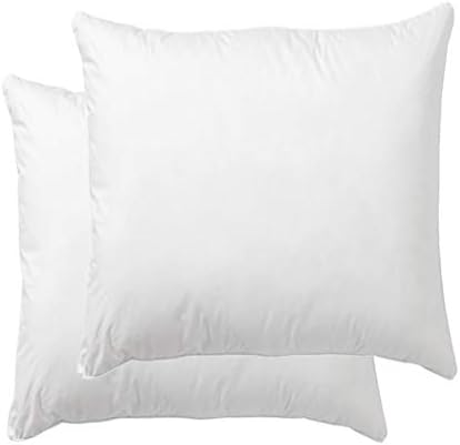 Danmitex Square Throw Pillow Insert, Decorative Pillow Stuffer, Down and Feather Filled, Cotton Fabric (White), 22x22, Set of 2, Suitable for Home, Bed