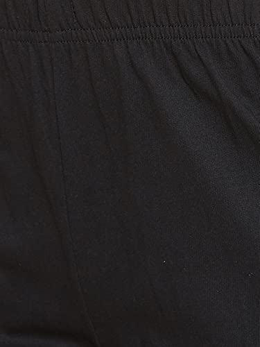 Image of Clovia Women's Cotton Printed Top & Solid Pyjama Set - Black