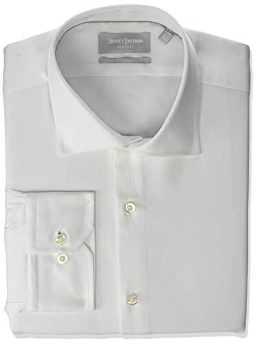 Hickey Freeman Men's Contemporary Fitted Long Dress Shirt, Snow White, 17