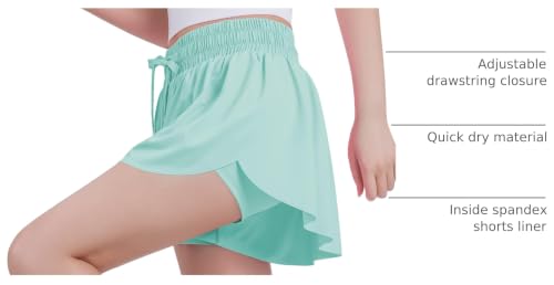 Image of JOCMIC Girls Flowy Shorts, 2 in 1 Preppy Butterfly Shorts with Spandex Liner for Cheer Athletic Gym Teens Casual Clothes