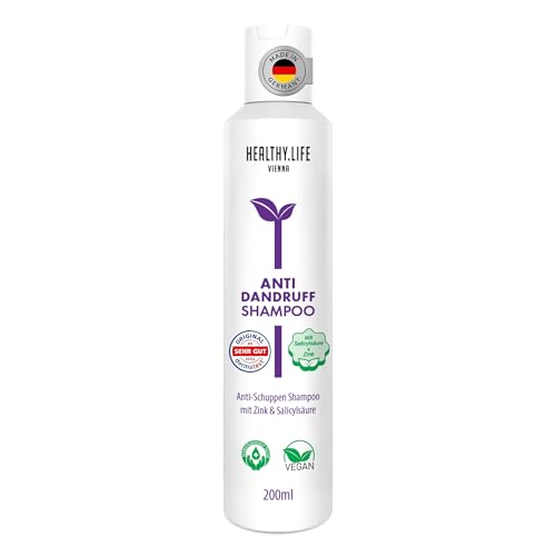 HLV - Anti Schuppen Shampoo mit Zink & Salicylsäure,VEGAN, Hautirritationen, Für Juckende Kopfhaut, Irritierte Kopfhautpflege, Schuppenshampoo, Derma, Anti Dandruff, Reduziert Talgproduktion, 200 ml