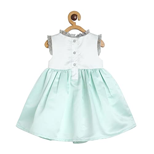 Image of miniklub Baby Round Neck Sleeveless Woven Cotton Dress (Blue Color)
