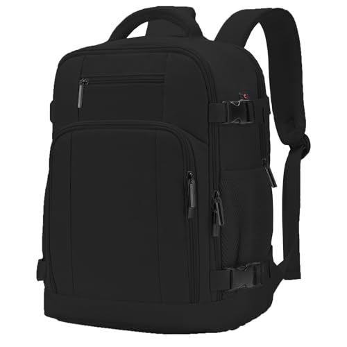 ZHXX Mochila viaje,mochila 40x30x20,como mochila cabina para Ryanair|Vueling|Wizz Air. Incluye compartimento para portátil de 14" y bolsillo de seguridad.Negro