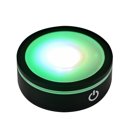 Image of LED Crystal Display Base - 6-Color Touch Light for 3D Art, Home Decor & Gifts (2.68in Round ABS, 7oz) set of 4