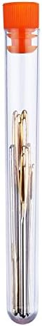 Large-Eye Blunt Needles Steel Yarn Knitting Needles Sewing Needles, 9 Pieces (Gold)