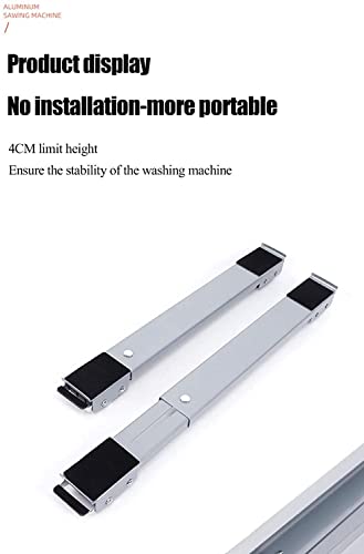Image of Aluminum Universal Heavy-Duty Adjustable Movable Trolley Stand for Front /Top Load Washing Machine, Refrigerator & Dishwasher - 300Kg Load Capacity, Anti-Vibration Base, Rustproof Frame