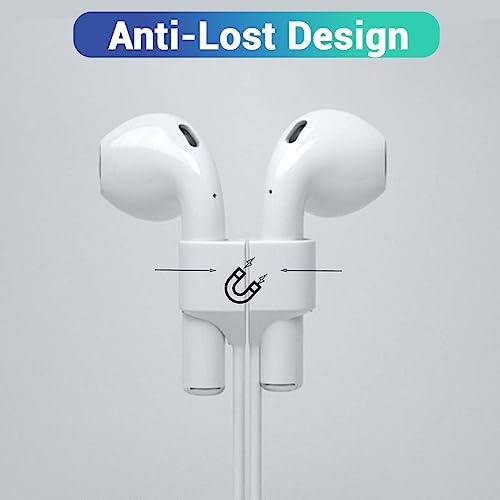 Image of LIRAMARK Magnetic Anti-Lost Strap Silicone Rope Wire Cable Connector String for AirPods Pro /Aipods Pro 2 / Airpods 1,2&3 / Earbuds (White)