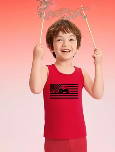 Image of 4th of July Tank Tops Toddler Boys American Flag Shirts Kids Patriotic T-Shirts Sleeveless Top 100% Cotton Tees 1-7T