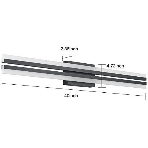 Image of PRESDE Black Vanity Light for Bathroom Lighting Fixtures Over Mirror Modern 40inch LED Bath Wall Lighting Dimmable