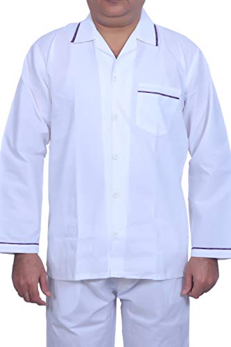 Image of Emperor Men's Cotton Plain /Solid Night Suit Pack of 1 (NTS White 46)