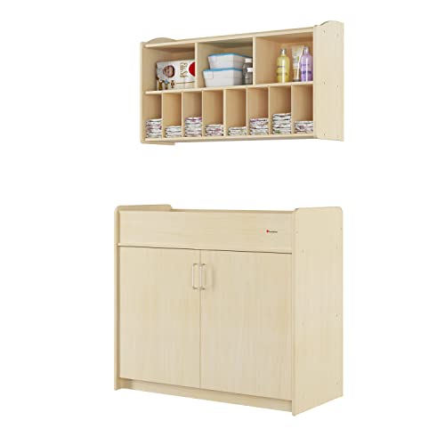 Foundations Wall-Mounted Diaper Organizer for Daycares, 3 Large & 8 Small Storage Compartments, Wood Construction, Maximum Durability