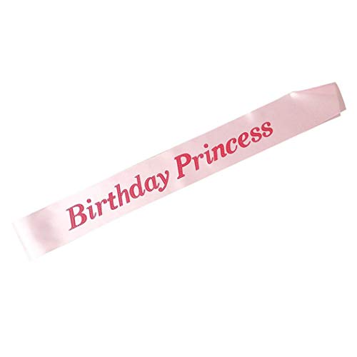 Satin Sash Birthday Princess Pink Background Red Letters Accessory for Girls' Birthday Party 78 x 9.5 cm