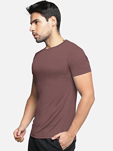 Image of BULLMER Solid Cotton Blended Half Sleeve Round Neck Tshirt for Men