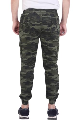 Image of Men'S Cotton Blend Joggers | Camouflage Printed Army Track Pants | Regular Fit | Cargo Pocket Style | Casual Wear