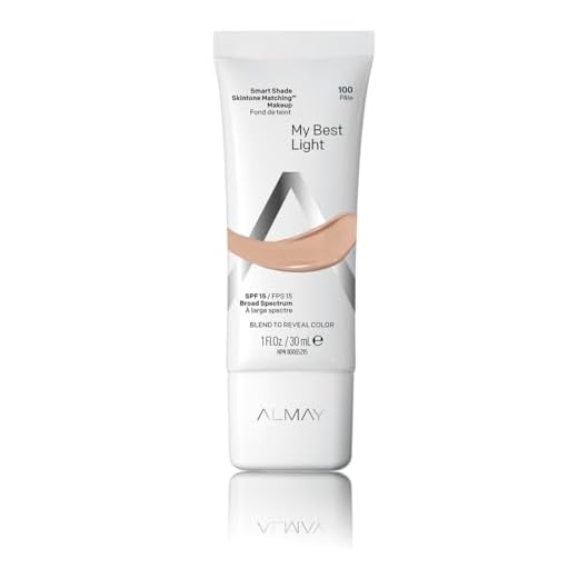 Almay Skintone Matching Foundation, Smart Shade Face Makeup with SPF 15, Hypoallergenic, Oil-Free, Dermatologist-Tested, 100 My Best Light, 1 fl oz