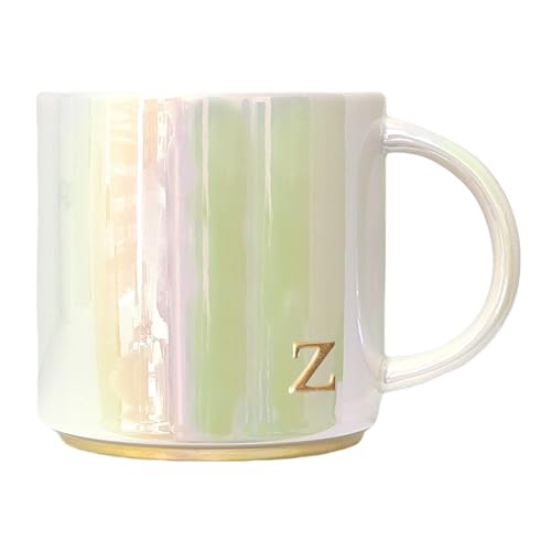 COLLECTIVE HOME - Ceramic Coffee Mug, Iridescent Finish Cups, Personalized Lowercase Embossed Lettering, Lustrous Multicolored Finish, Ideal for Unique Gifts (z)