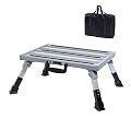 Safety RV Steps,Large RV Step Stool Adjustable Aluminum Folding Platform Step with Non-Slip Rubber Feet and Luminous Tape Glow,Holds Up to 1500 lbs