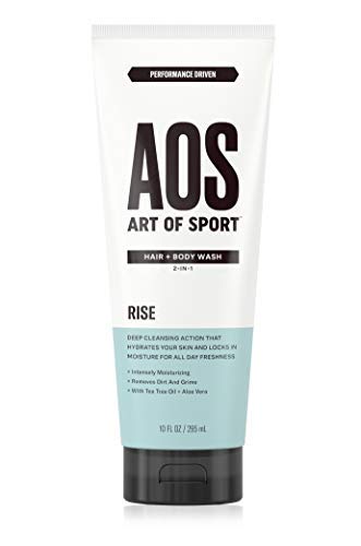 Art of Sport Men’s Body Wash, Charcoal Activated Shower Soap, Fresh Fragrance, Made with Natural Botanicals, Moisturizing Tea Tree Soap, Made for Athletes, Rise Scent, 16 fl oz (Pack of 1)