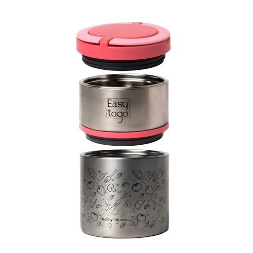 Image of Easy Togo Vacuum Insulated Stainless Steel 2 layer Lunch Box (Pink)
