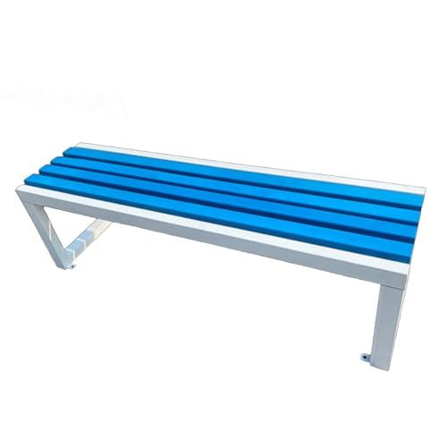 Heavy-Du Metal e Panchina da parco per esterni, adatta a tutte le stagioni, in legno, per 2-3 persone, capacità 390 kg, ideale per patio, giardino, balcone, cortile, colore blu, 180 cm