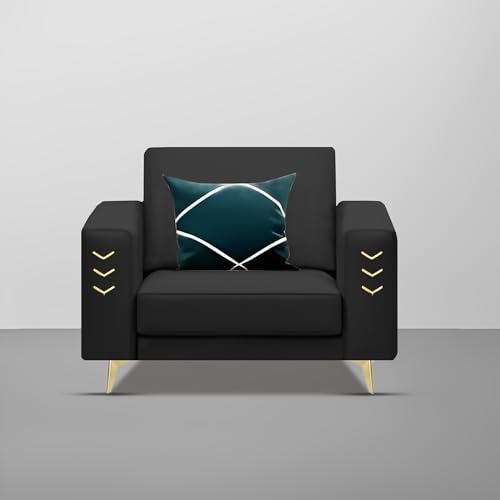 Image of Casaliving Falco 1 Seater Sofa Set for Living Room (Black Fabric) Premium Fabric Sofa