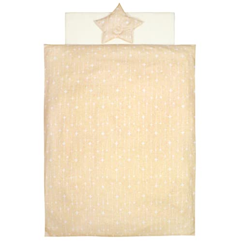 un doudou 日本製 ミニサイズ ベビー布団 8点セット オーガニックコットン ダブルガーゼ 星くず ベージュ 60×90cm 綿100% 星型まくら 全部洗える 1151M-BE C-140