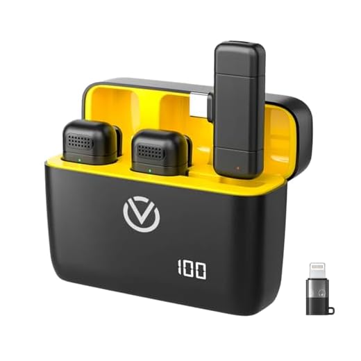 VOOK Wireless Mic with Noise Reduction for Video Recording, Support Type C Android & iPhone, Dual Channel Mics Wireless | Mic for YouTube Wireless | Charging Case Included