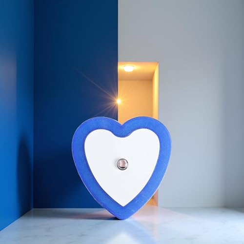 Image of Blue Plug-in Auto Sensor Control LED Night Light Lamp Bedroom Hallway Heart Shaped Night Lights(0.5W)