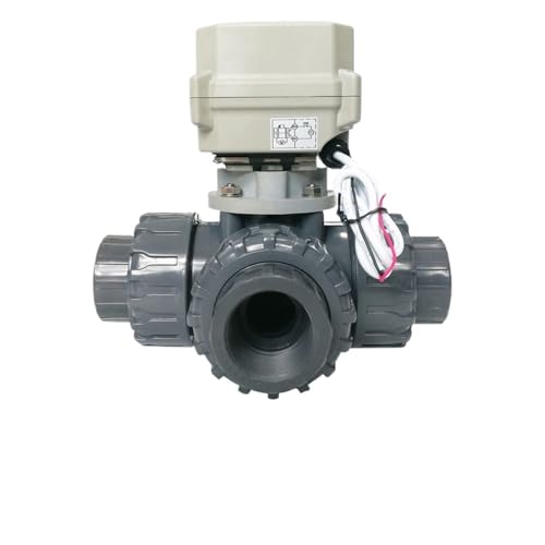 Válvula de tres vías DN40 de 1-1/2' con accionamiento eléctrico, control direccional del flujo y protección de engranajes metálicos.(L Type Bore,NPT THREAD_CR301)