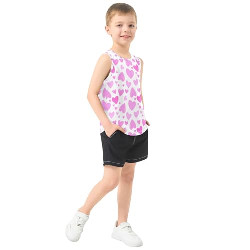 J JOYSAY Watercolor Heart Pink Boys Tank Top Sleeveless Muscle Shirts Quick Dry Kids T-Shirts 3-15T4